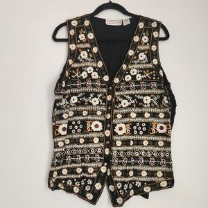 Westbound Black Vest with Colorful Embroidery